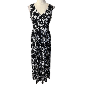 Milly NY Maxi Dress M Medium Black White Stretch Career Church Washable